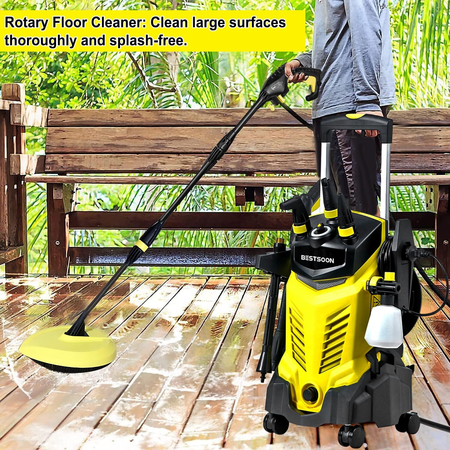 3800PSI High Electric Pressure Washer Power Washer with 360&deg; Spinner Wheels 2400W High Power 260Bar Jet Cleaner Sprayer Detergent Bottle Turbo Nozzle image number 3