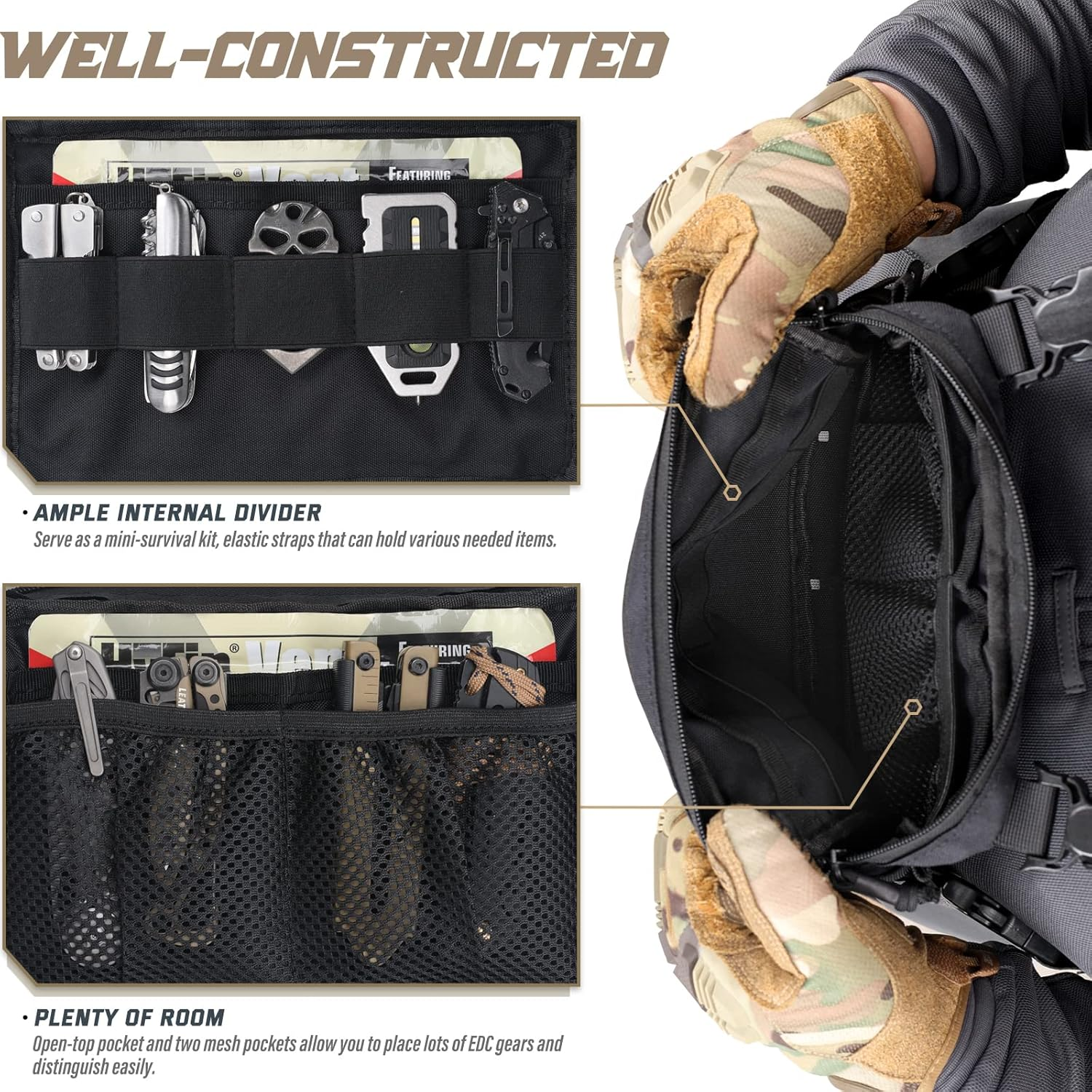 WYNEX Tactical Chest Rig Pack for Men, Running Chest Bag with Front Loop Recon Chest Rigs for Hunting Outdoor EDC - Range Green image number 2