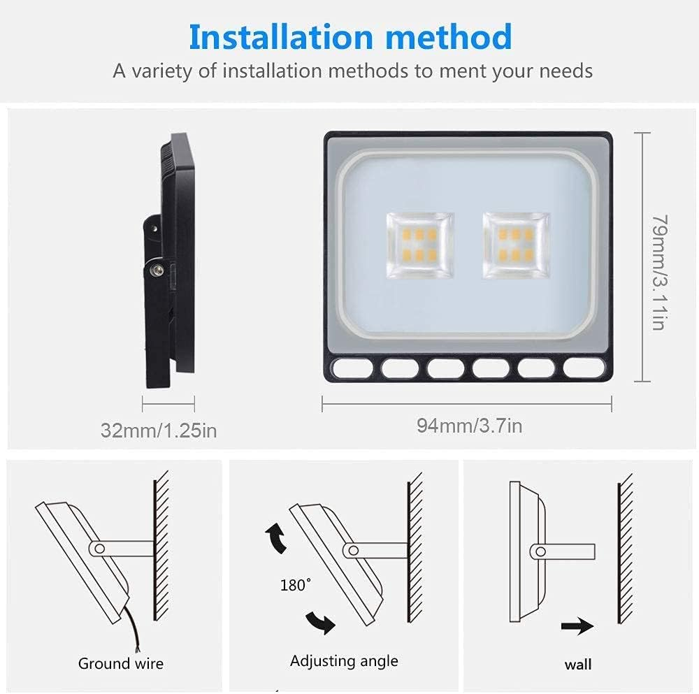 10 W LED Flood Light Spotlight with Plug Waterproof IP65 3000 K Warm White Ideal Wall Light Outdoor Lighting for Garden, Garage, Hotel image number 5