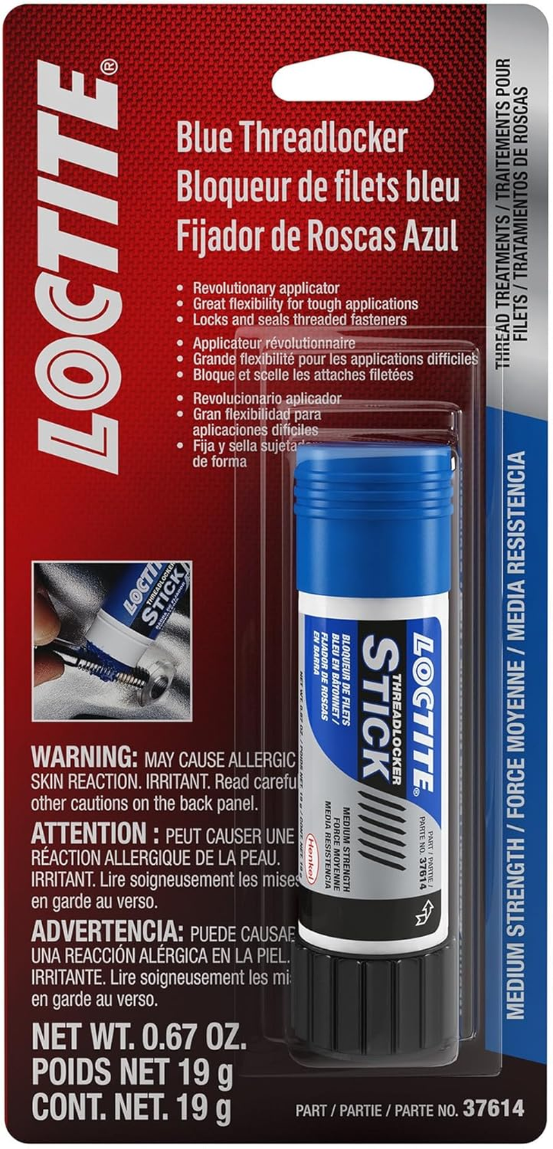 Loctite 37614 Blue Medium Strength Threadlocker Stick, 19-Gram image number 2