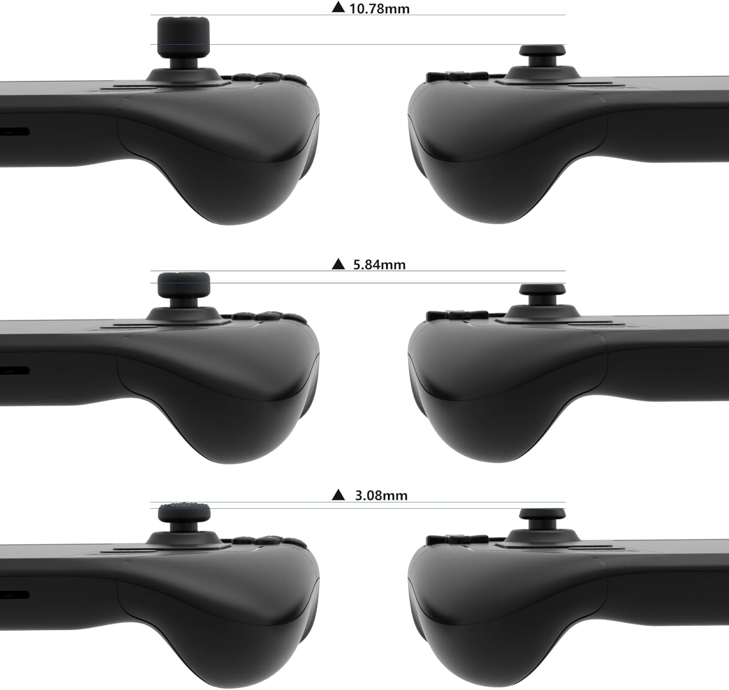 Black Ergonomic Stick Caps Thumb Grips for Steam Deck LCD & OLED, for PS Portal Remote Player - with 3 Height Convex and Concave - Diamond Grain & Crack Bomb Design, Set of 10 image number 5