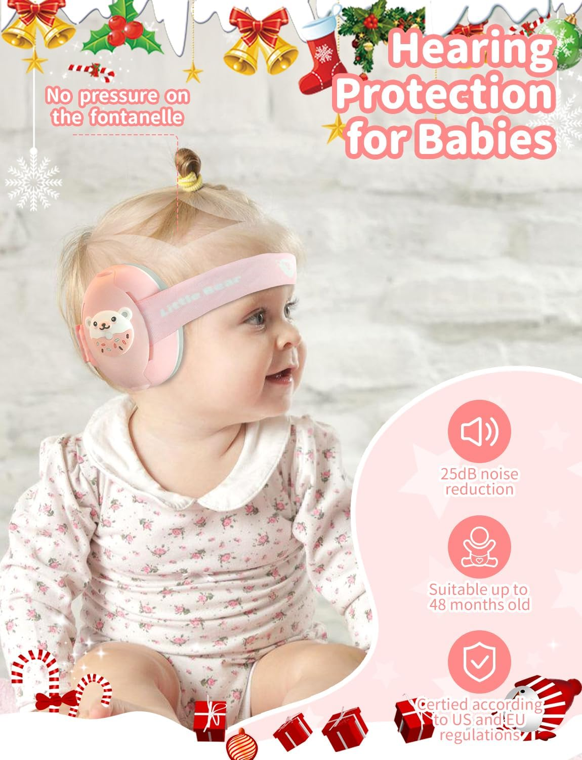 Baby Ear Muffs, 2-In-1 Baby Noise Canceling Headphone, Hearing Protection for Babies 0-48 Months, Adjustable Headband image number 3