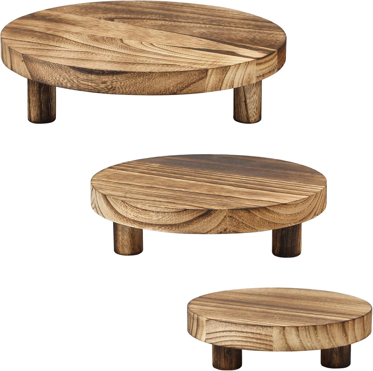 ZLHETWT Wooden Stool Display Stand, Wood Plant Stand, Wood Riser with Removable Feet Holds up to 50Lbs Wood Plant Riser Stand Practical Wood Plant Holder for Indoor Outdoor Home Patio D&eacute;cor