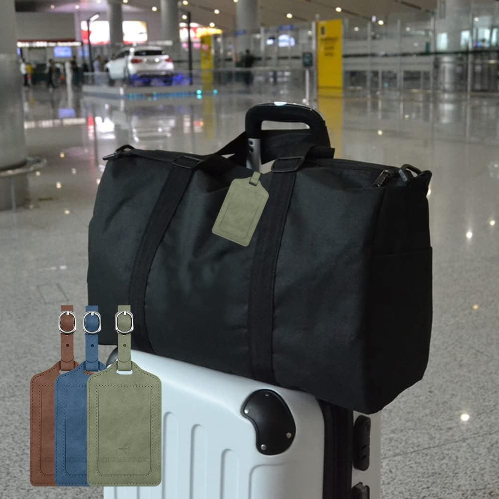 Leather Luggage Tags with Flap & Strap, Name ID Card for Luggage Suitcase, Sturdy Travel Bag Tags Identifier, Baggage Labels Personalized for Women Men, Cruise Ships (Green) image number 5