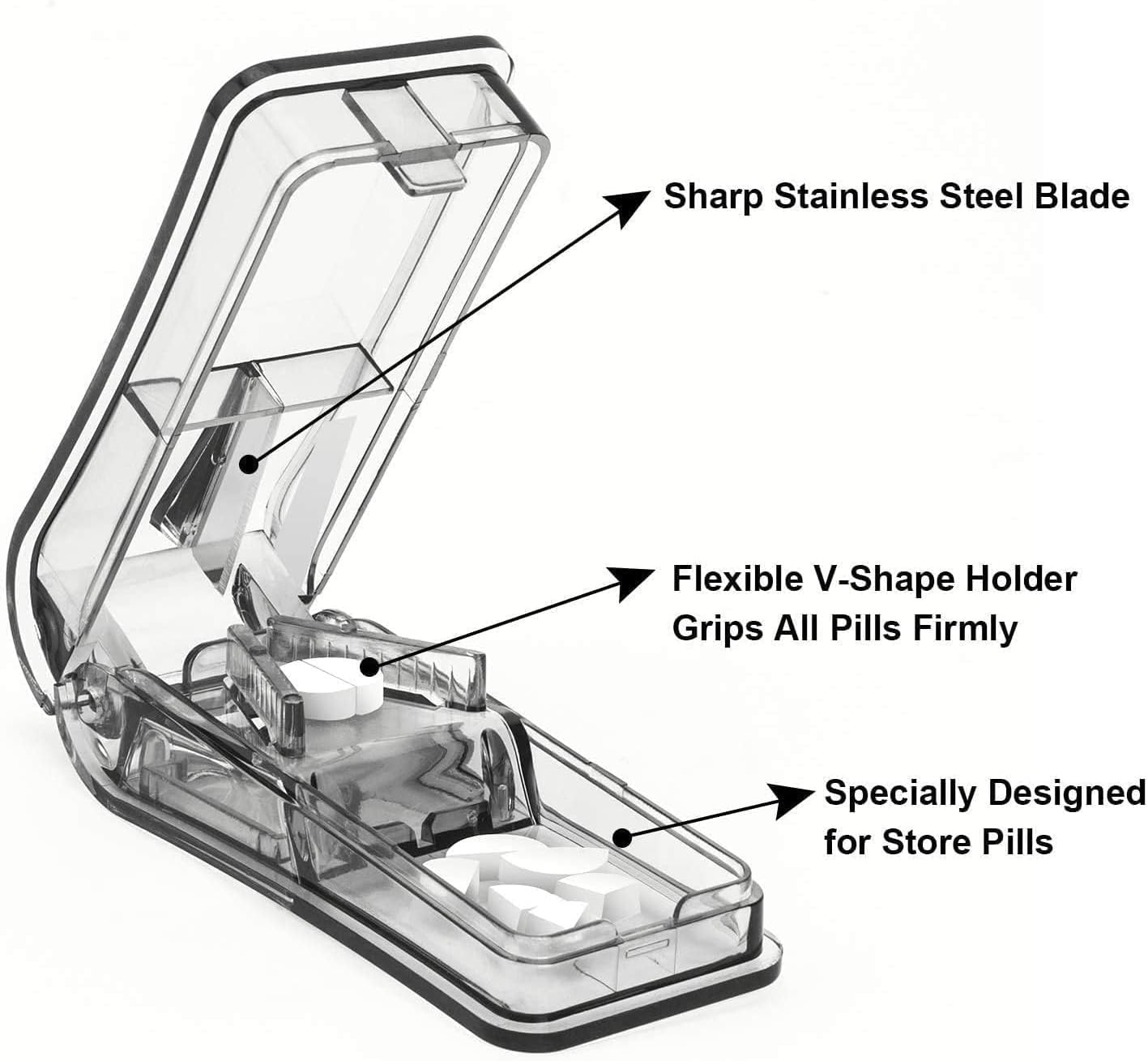 7 Day Pill Organizer Detachable, Weekly Pill Case for Pills Vitamin Fish Oil Supplements, with Pill Cutter, the Splitter Double as a Pill Case image number 5