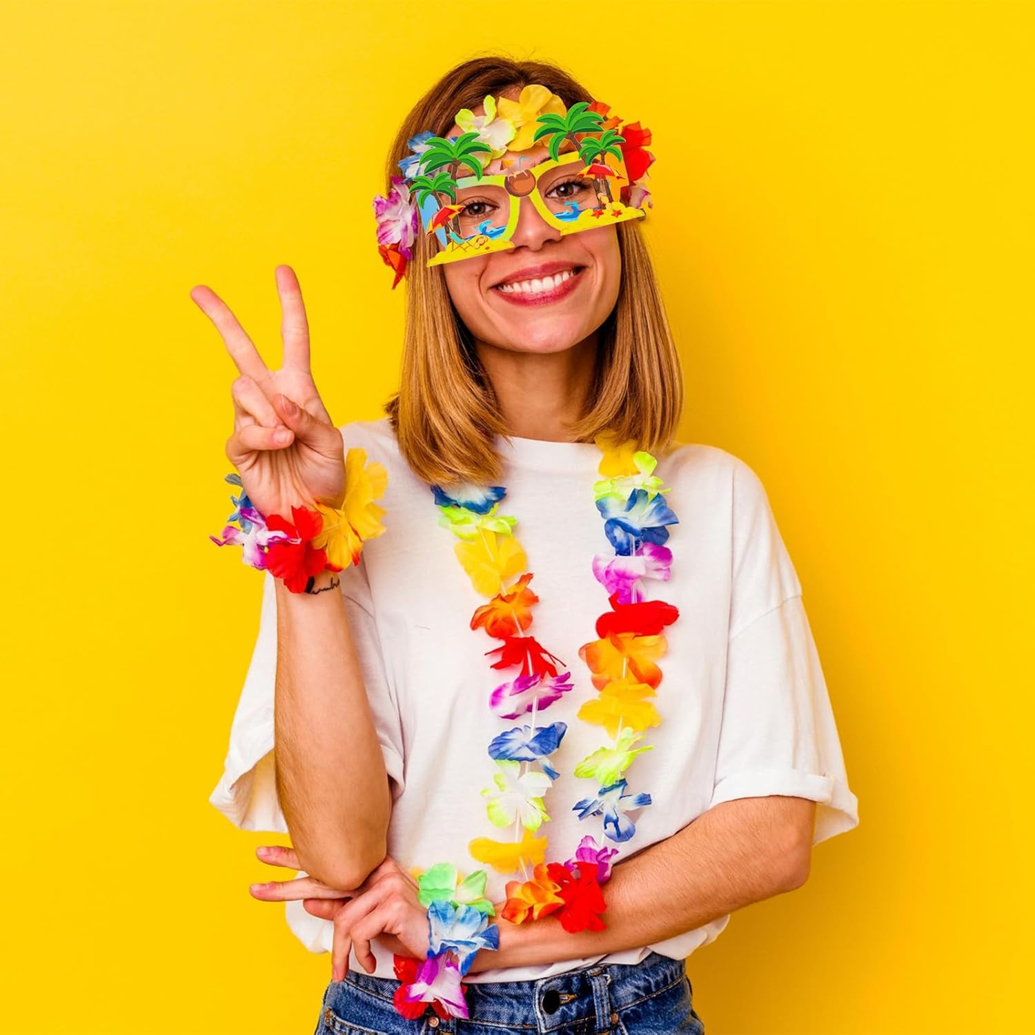 WELANE Hawaiian Funny Eyeglasses, 8 PCS Party Paper Glasses Frame for Summer, Beach, Party Supplies (About 13 X 15.5 X 12.56Cm/5.11 X 6.10 X 4.94In) image number 1