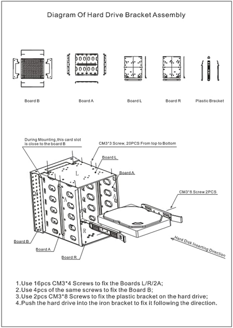 Stainless Steel Hard Drive Cage, 5.25" to 5X3.5 Rack SAS for Computer, Hard Driver Tray with Fan Space -Galvanized Steel Plate Adapter Rack Bracket Free Size