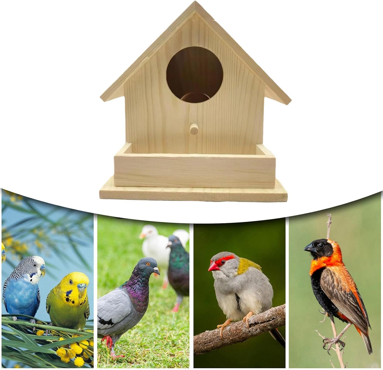 Bird Nesting Box, Wooden Bird Feeder House, Compact Animal Shelter, Sturdy Wood Design, Compact Size (350G), Outdoor Decoration for Courtyard, Porch, Balcony image number 1