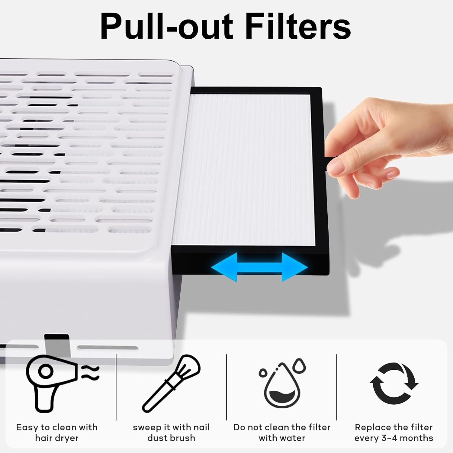 Bouzaak Nail Dust Collector Machine Electric Nail Dust Extractor with Adjustable Switches for Home or Salon Nail Vacuum Cleaner (Black) image number 1