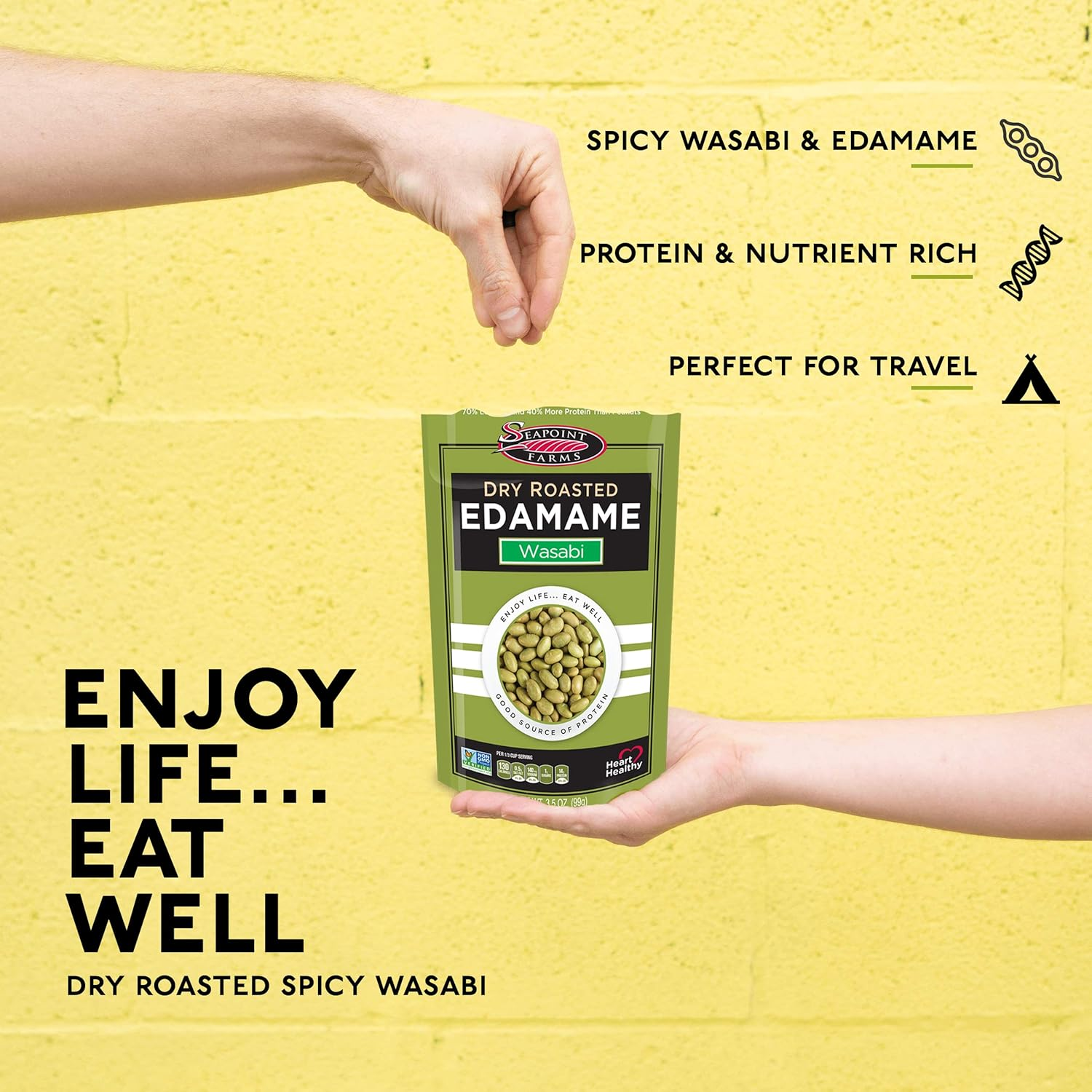 Seapoint Farms Wasabi Dry Roasted Edamame, Healthy Gluten-Free Snacks, 12-Pack image number 5