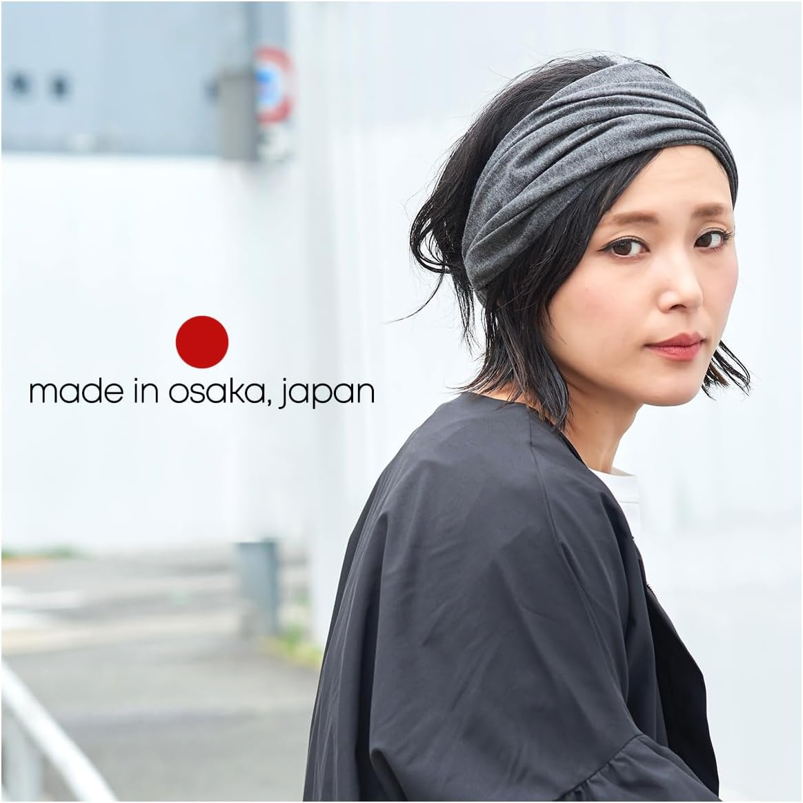 CHARM Organic Cotton Headband Bandana - Pre-Tied Wide Men Women Hair Band Fashion Chemo Head Band Dark Grey M image number 6