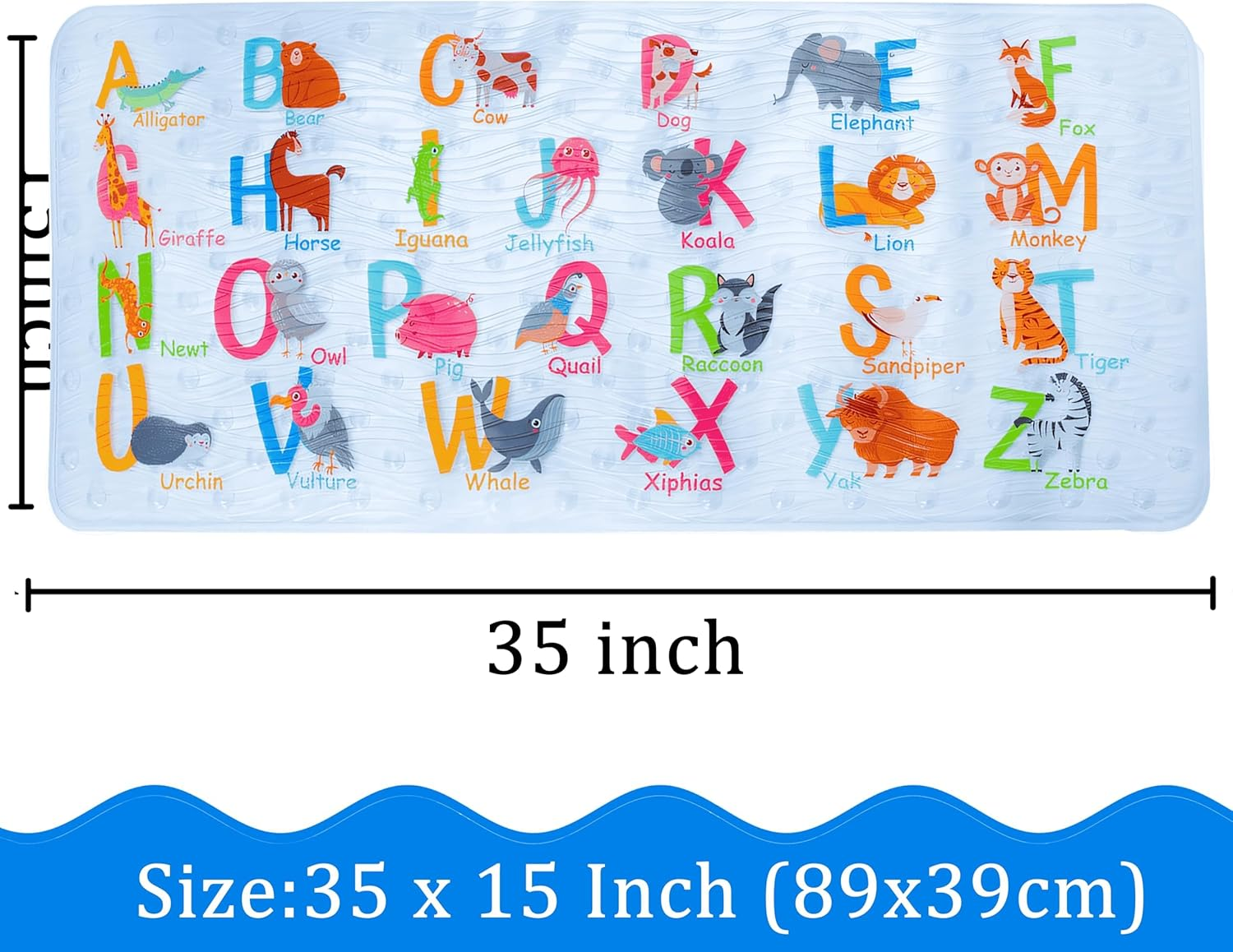 BEEHOMEE Bath Mats for Tub Kids - Large Cartoon Non-Slip Bathroom Bathtub Kid Mat for Baby Toddler Anti-Slip Shower Mats for Floor 35X16,Machine Washable XL Size Bathroom Mats (Alphabet) image number 7