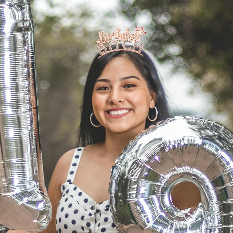 Happy Birthday Headbands for Women Girls Birthday Party Hair Accessories for Teen Girls Girlfriend Wife Birthday Gifts for Besties Soul Sisters Birthday Bday Presents for Her Crown Rhinestone Hairhoop image number 4