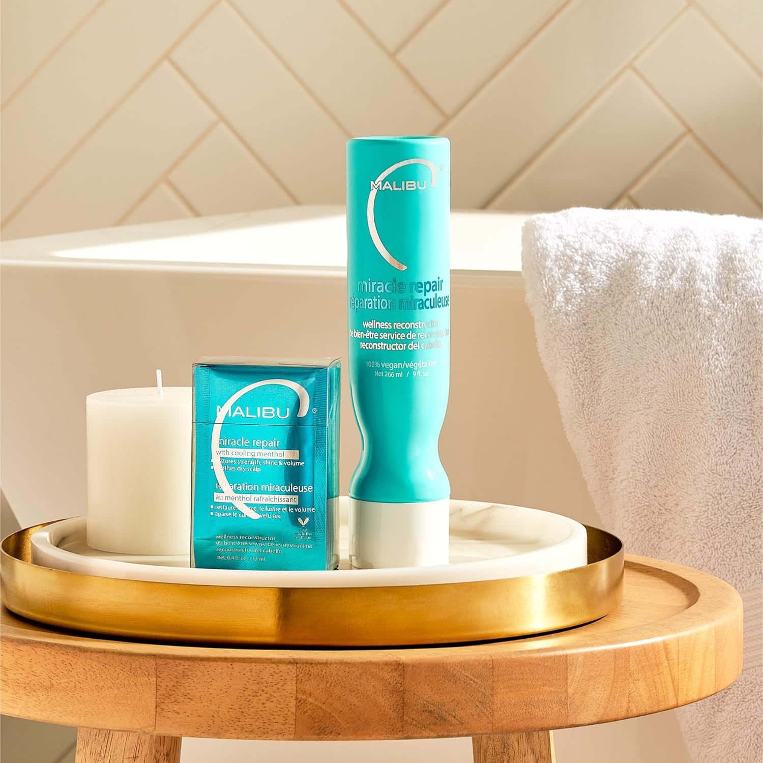 Malibu C Miracle Repair Hair Reconstructor with Cooling Menthol - Nourishing Hair Repair Treatment for Weak, Damaged Strands - Scalp Invigorating Hair Care image number 5