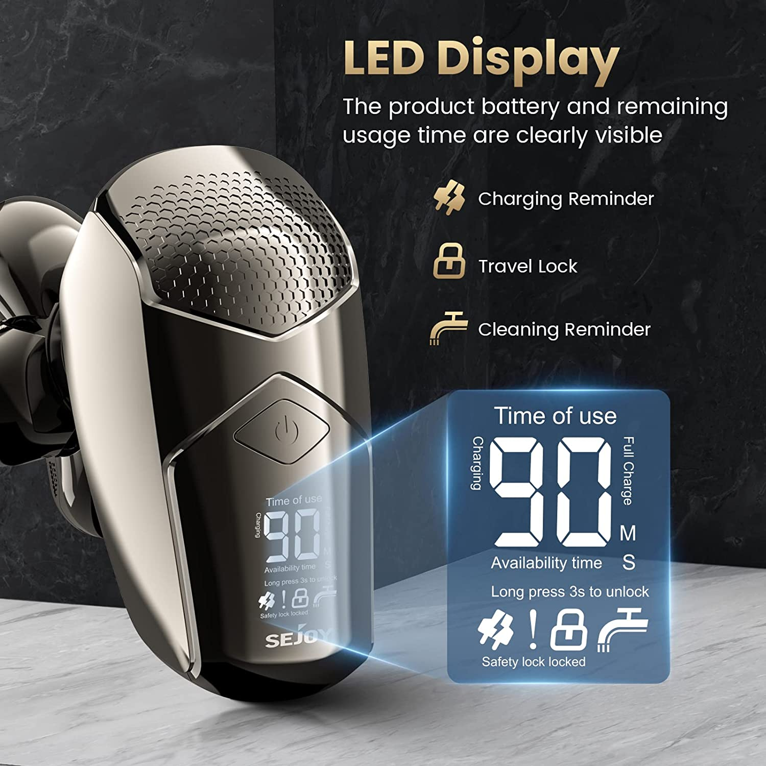 Electric Razor for Bald Men, Bald Head Shavers for Men 5-In-1 Multifunctional 6D Electric Head Shaver Waterproof Recharageable Rotary Shaver Grooming Kit image number 2