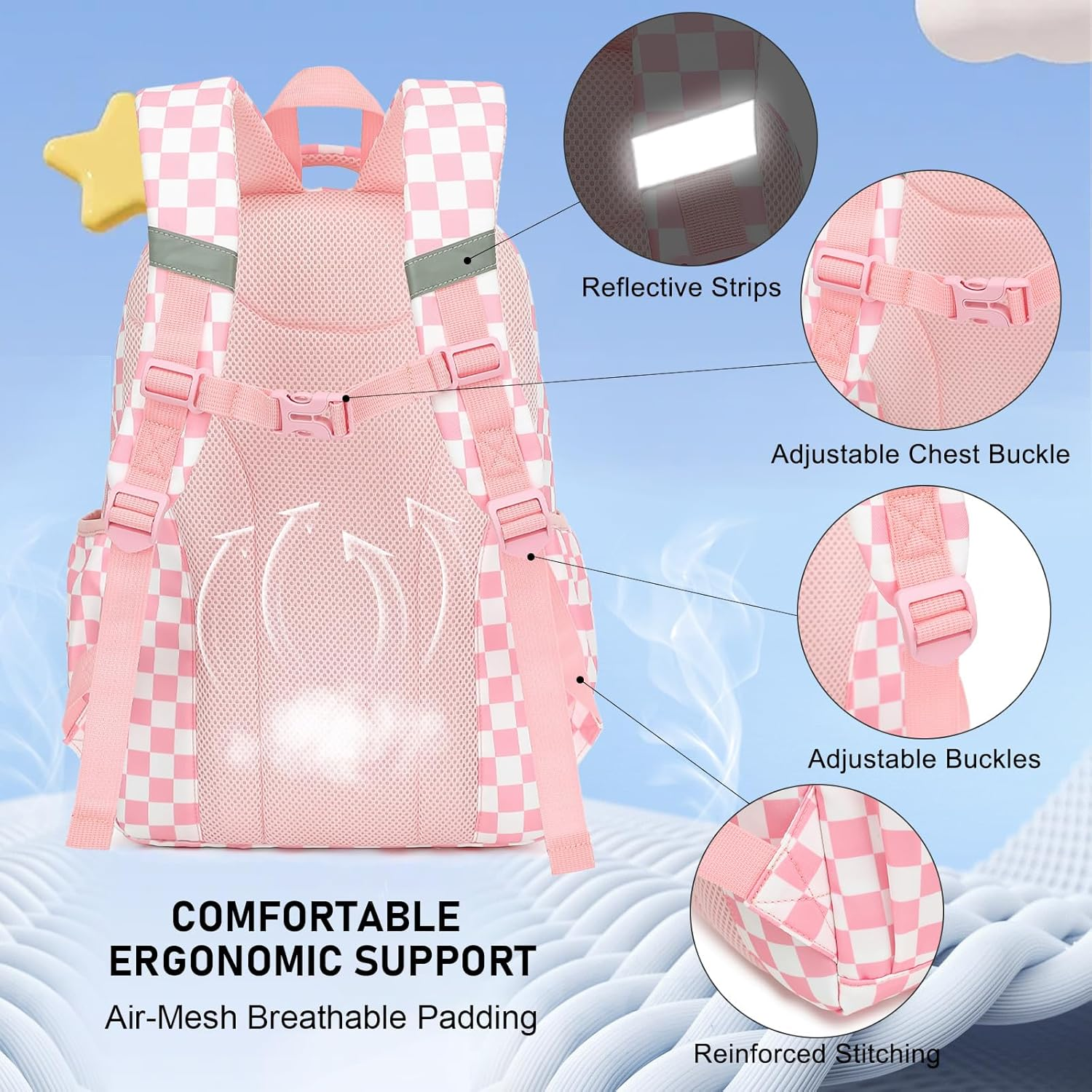 Girls School Backpack Set - Teens Kids School Bag Bookbag with Lunch Box Pencil Case for Elementary Middle School image number 5