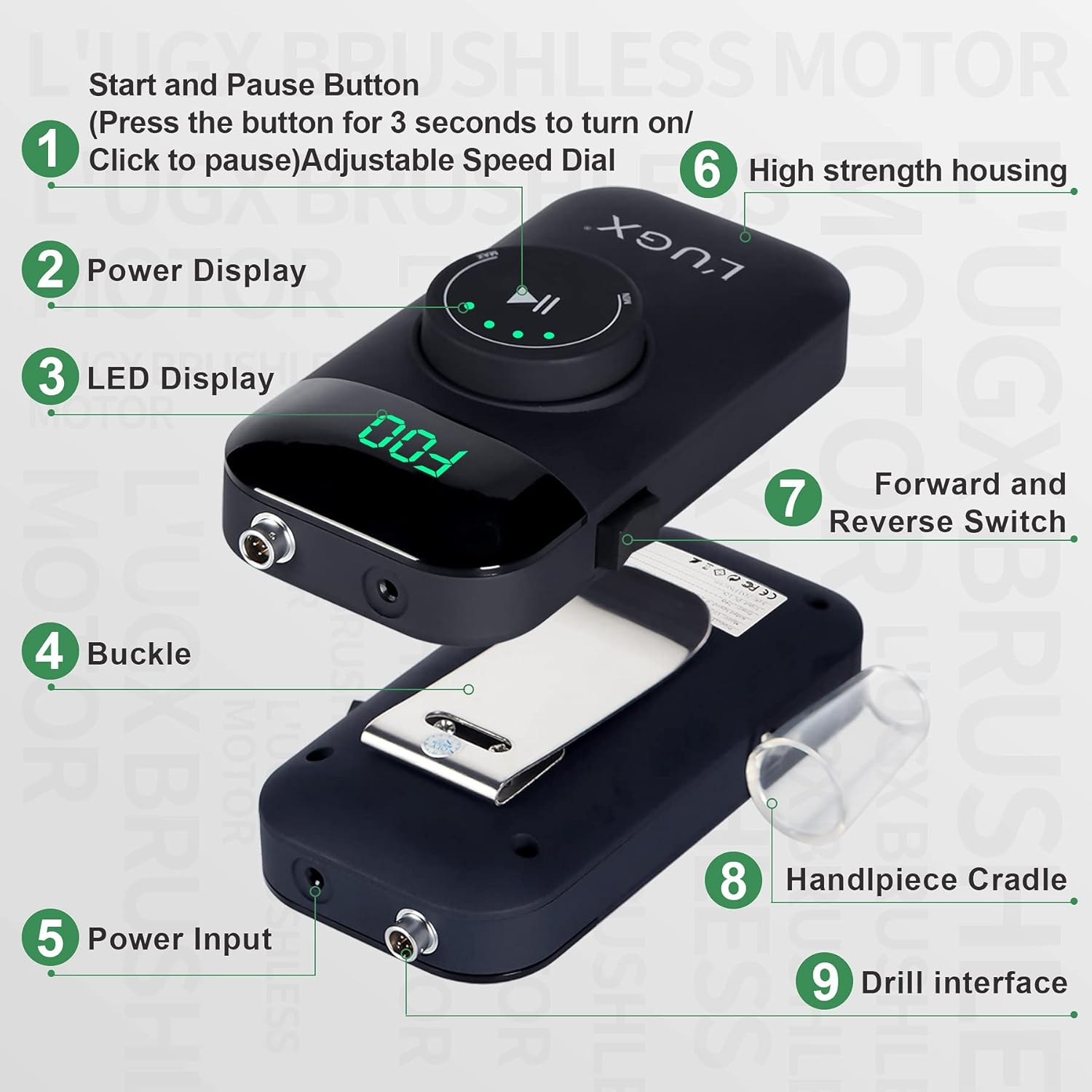 L'UGX Professional Brushless Nail Drill Machine, 35000RPM Rechargeable Cordless Nail Drill, Portable Electrical File for Acrylic, Gel, Manicure Pedicure, Perfect for Home and Salon Use