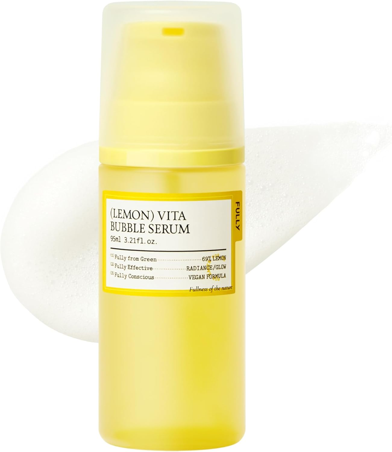 FULLY Lemon Vita Bubble Facial Serum, 69% Organic Jeju Lemon Water & Vitamin C, Lightweight Microbubble Texture, Niacinamide + Glutathione, Vegan Korean Skincare, 95Ml image number 4