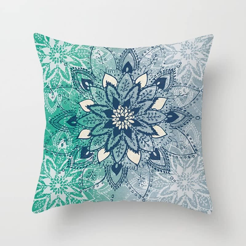 Set of 4 Luxton Boho Mandala Cushion Covers for Home Decoration, Aqua Blue Green Turquoise Cushion Covers Decorative Pillow Covers Square 45X45Cm - Design2 image number 6