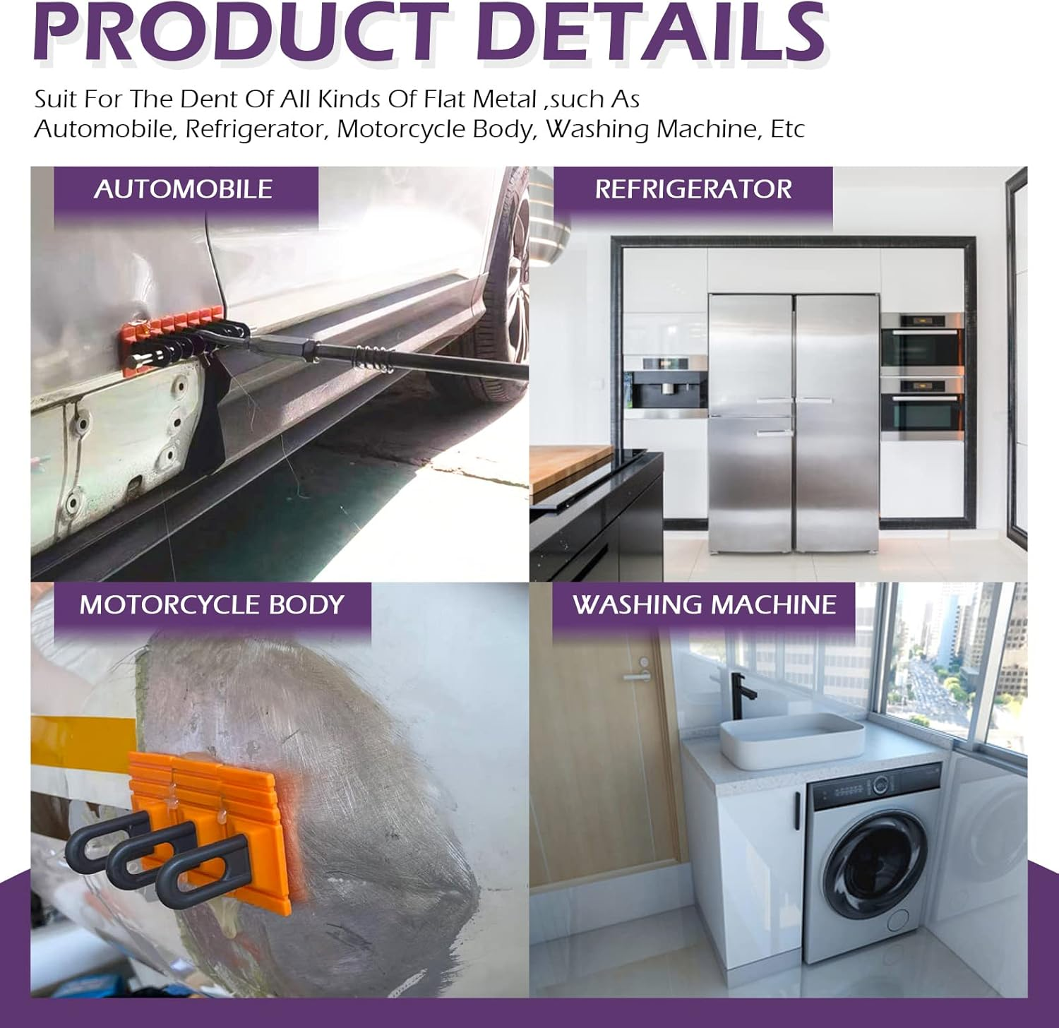 Swpeet 28Pcs Dent Repair Tool, Car Dent Repair Tools Heavy Duty Dent Puller Kit with Dent Removal Glue Sticks, Mini Hot Glue Sticks and Lifter Yellow Glue Tabs Powerful Body Repair Dent Remover Tool image number 3