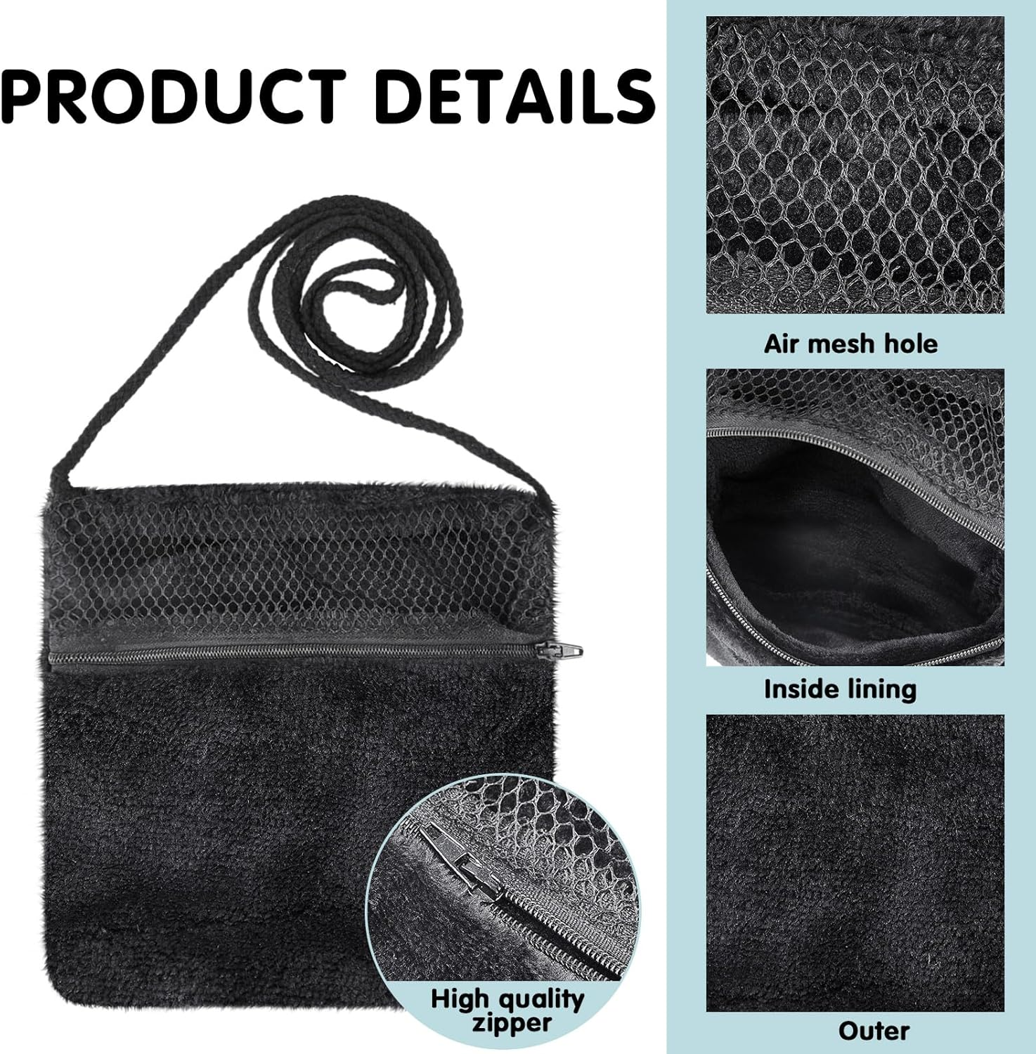 Sweetude 2 Pcs Sugar Glider Bonding Pouch Small Animal Outgoing Sleeping Bag Breathable Small Animal Carry Pouch with Shoulder Strap for Marmosets Squirrels Hamsters and Other Pets(Black) image number 1