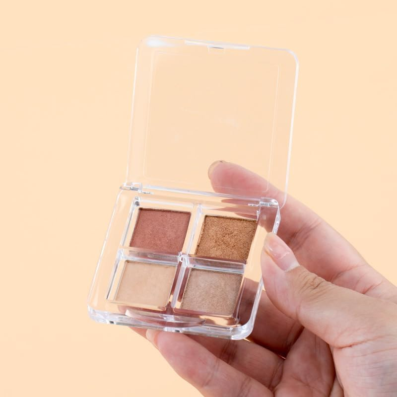 2 Pcs Refillable Cosmetic Palette for DIY Eyeshadow, Transparent Empty 4 Grid Plastic,Powder, Blush and Lipstick