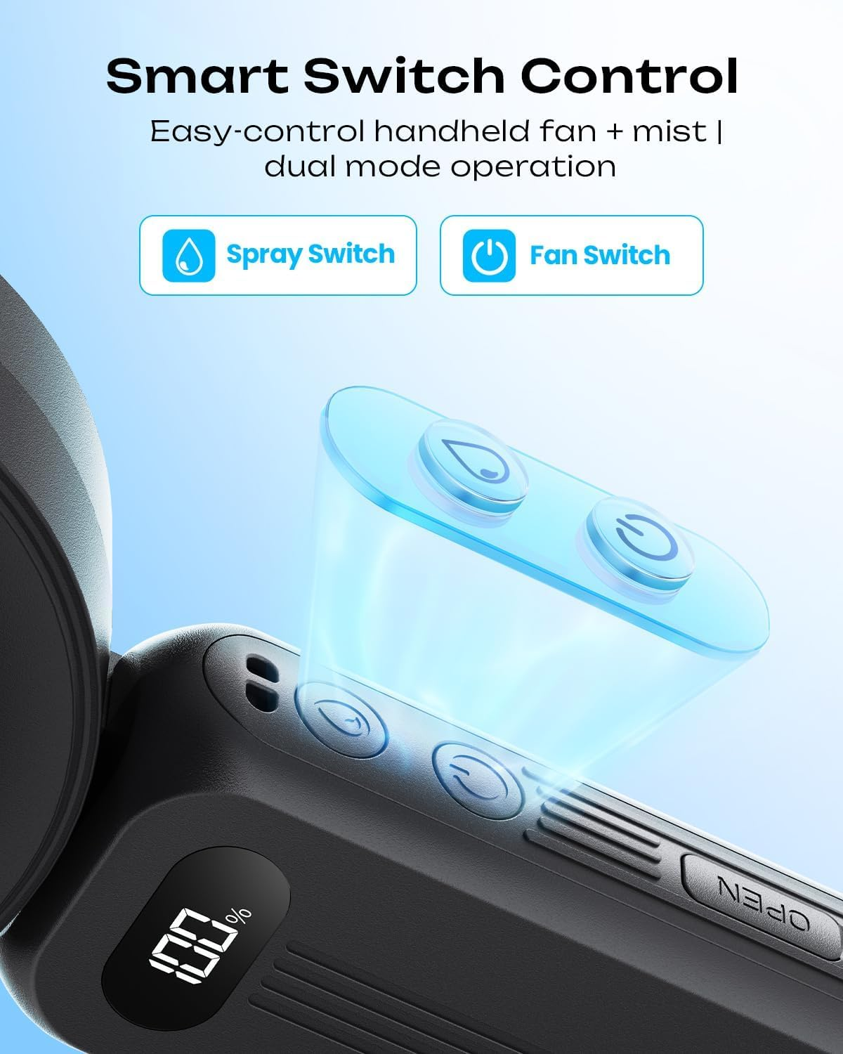 Handheld Misting Fan Portable, Powerful High Speed, Small Personal Rechargeable Cooling Mister Fan Water Spray Mist, 4000Mah Battery Operated for Travel Indoor Outdoor Hand Desk (Black) image number 1