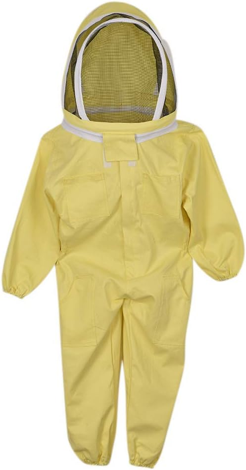 Fdit Cotton Beekeeping Suit for Children, Comfortable Protection with round Hat, Lightweight and Breathable, Detachable Veil for Safety Kids Bee Suit (Yellow #08) image number 4