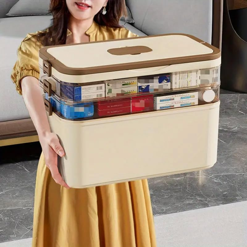 AIMALL Large Capacity Medicine Storage Box Multi-Layer First Aid Kit with Handle image number 3
