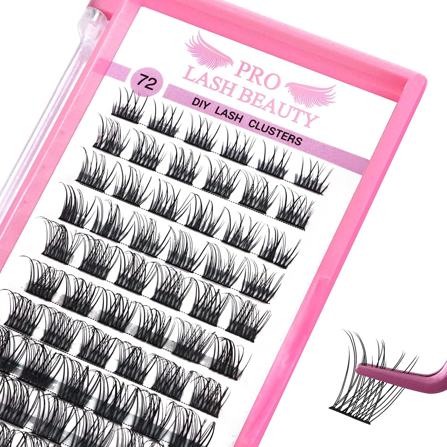 PRO LASHBEAUTY Cluster Lash 72 Pcs Lash Clusters DIY Eyelash Extension, Natural Super Thin Band Reusable Soft & Comfortable (Natural, D-16Mm) image number 5