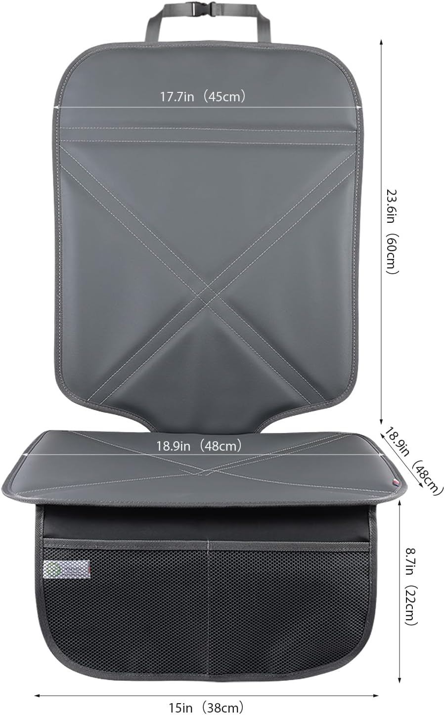 Car Seat Protector Leather Waterproof Child Safety Seat Protector Cover with Thick Pad and 2 Large Pockets Durable Kick Mat for All Auto Seat (Deep Gray) - Deep Gray image number 4