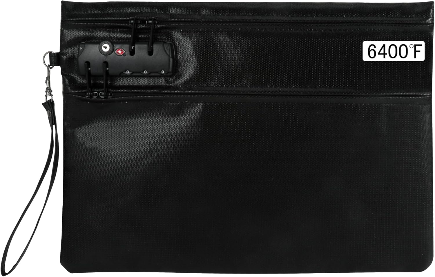 6400&deg;F Fireproof Document Bag with Lock, Waterproof, Fireproof Document Bag, 12-Layer Thermal Insulation, Fireproof Money Bag for Cash, Passports, Valuables, 36 X 26 Cm, Black image number 4