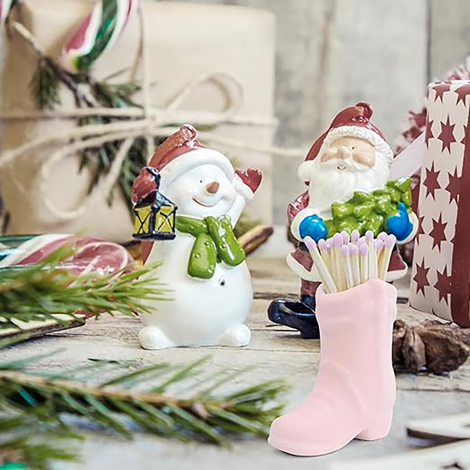 Yqkangzhu Cowboy Boot Match Holder, Lovely Ceramic Boot Match Holder with Striker, Handmade Ceramic Match Box, Matchstick Holder, Cowgirl Western Match Jar for Home Bathroom Kitchen Interior Decor image number 5