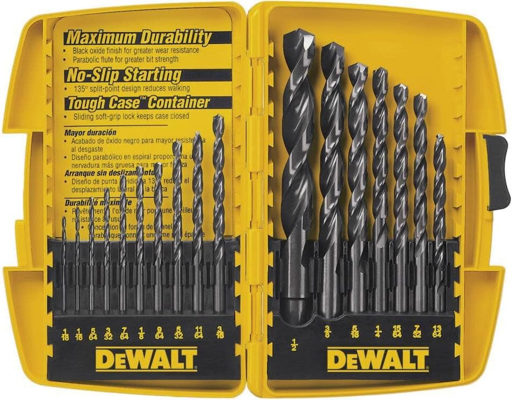 DEWALT DW1167 17-Piece Black-Gold Split-Point Twist Drill Bit Assortment