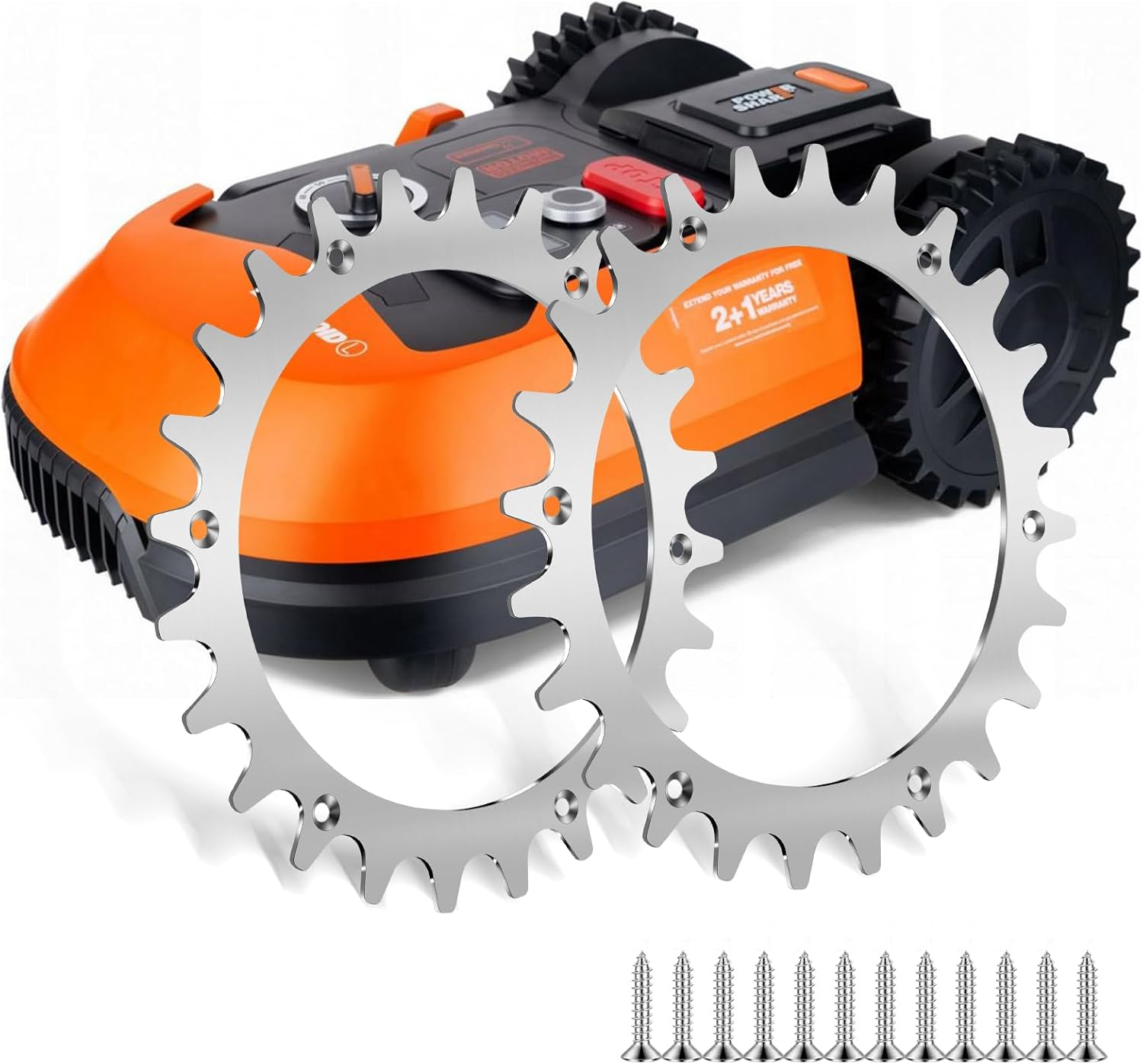 Stainless Steel Spikes for Worx Landroid Model S/M Lawnmower, Traction Improvement for Robotic Lawnmowers, Countersunk Screw Holes, Polished Deburring with 12 X Stainless Steel Screws image number 3