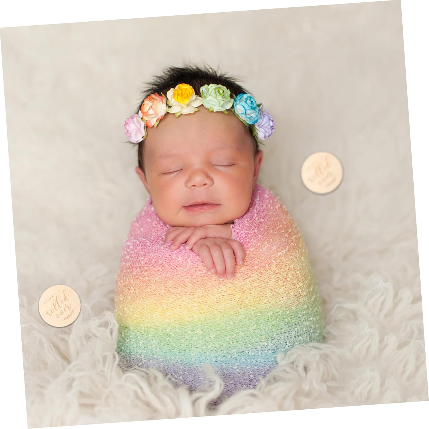 NUOBESTY 12Pcs Wooden Commemorative Card Baby Growth Cards Born Essentials for Baby Photo Prop Memory Milestone Newborn Boy Cards Hand Commemorative Growth Recording