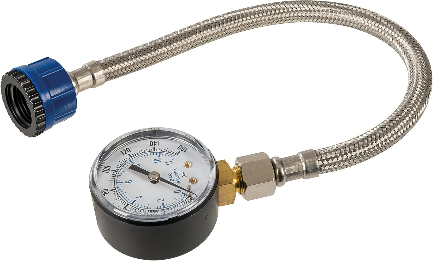 Silverline Mains Water Pressure Test Gauge 0-11Bar (0-160Psi) (482913), Silver image number 1