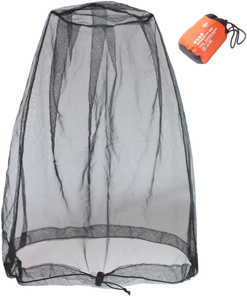 Cinvo Head Net Hat Bug Netting for Bugs, No See Ums, Insects, Gnats & Biting Midges - Spacious Net Room Works over Most Hats - Comes with Free Stock Pouches - Khaki