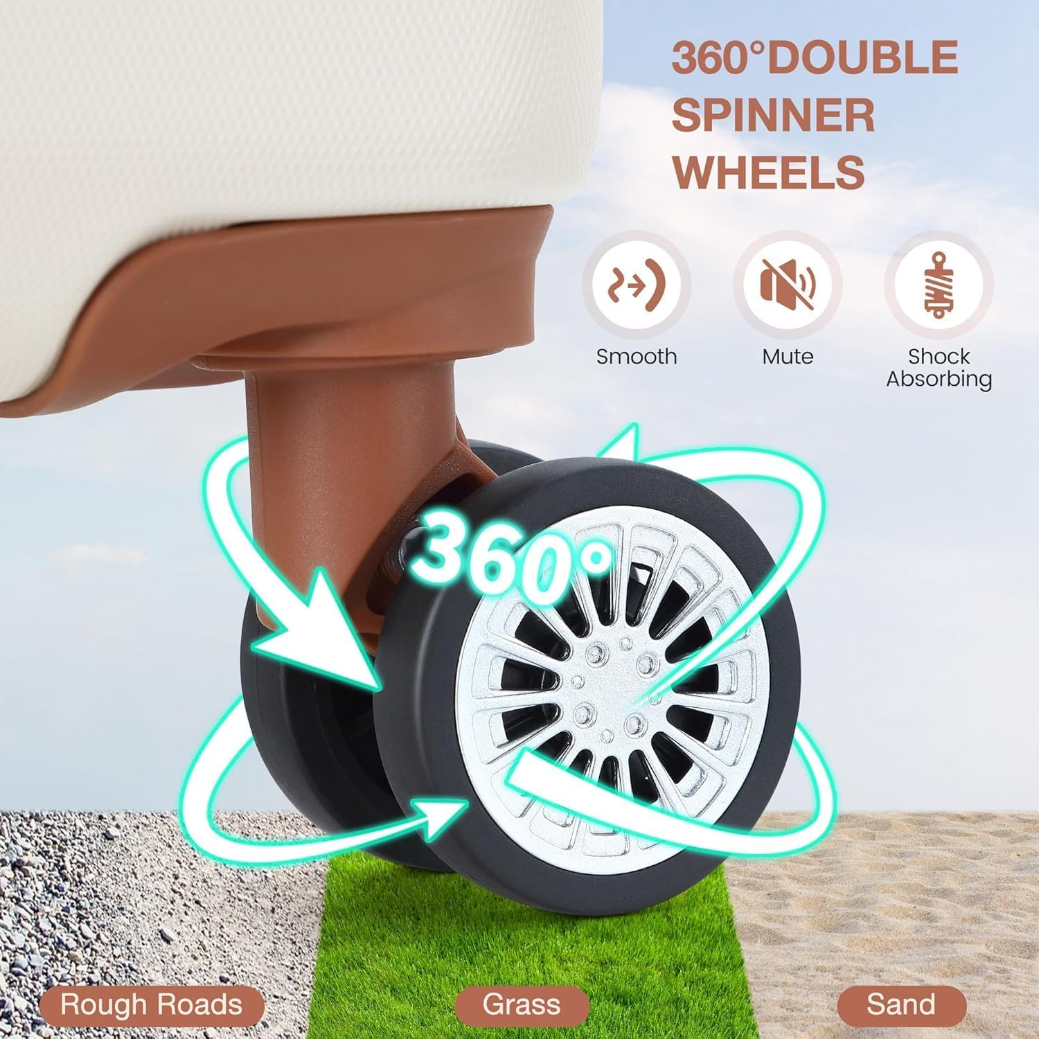 Boundliving 20''/24''/28'' 3 Piece Hardshell Luggage Set Expandable, Suitcase Set 3Pcs with TSA Locks, Lightweight Hardside Suitcase Set with Double Spinner Wheels, White image number 3