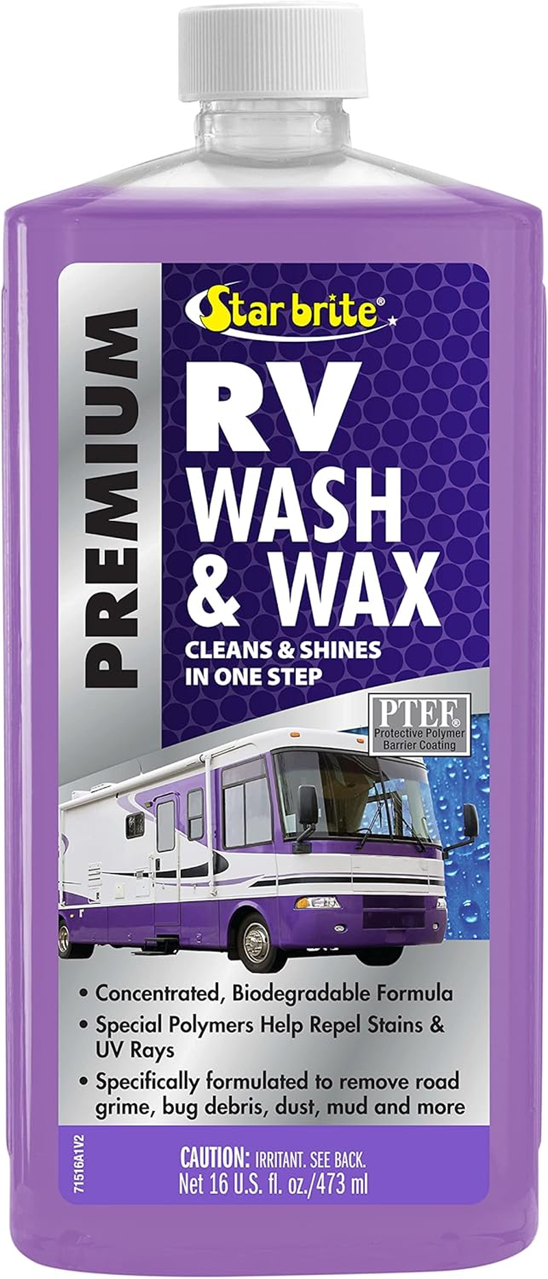 Star Brite RV Wash & Wax W/Ptef (71500) One Step Concentrated Cleaner - Gallon
