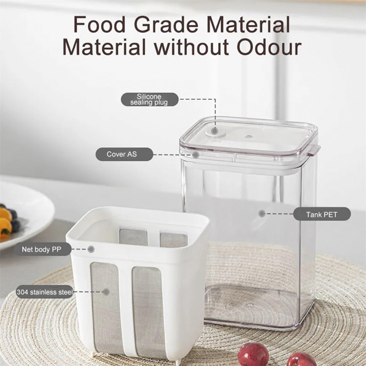 Yogurt Filter,Greek Yogurt Strainer,Fine Mesh Yogurt Filter with Clear Lid,1.1L Cheese Strainer,Cheese Yogurt Whey Separator for Making Thick Greek Yogurt,Household Kitchen Tools (A)