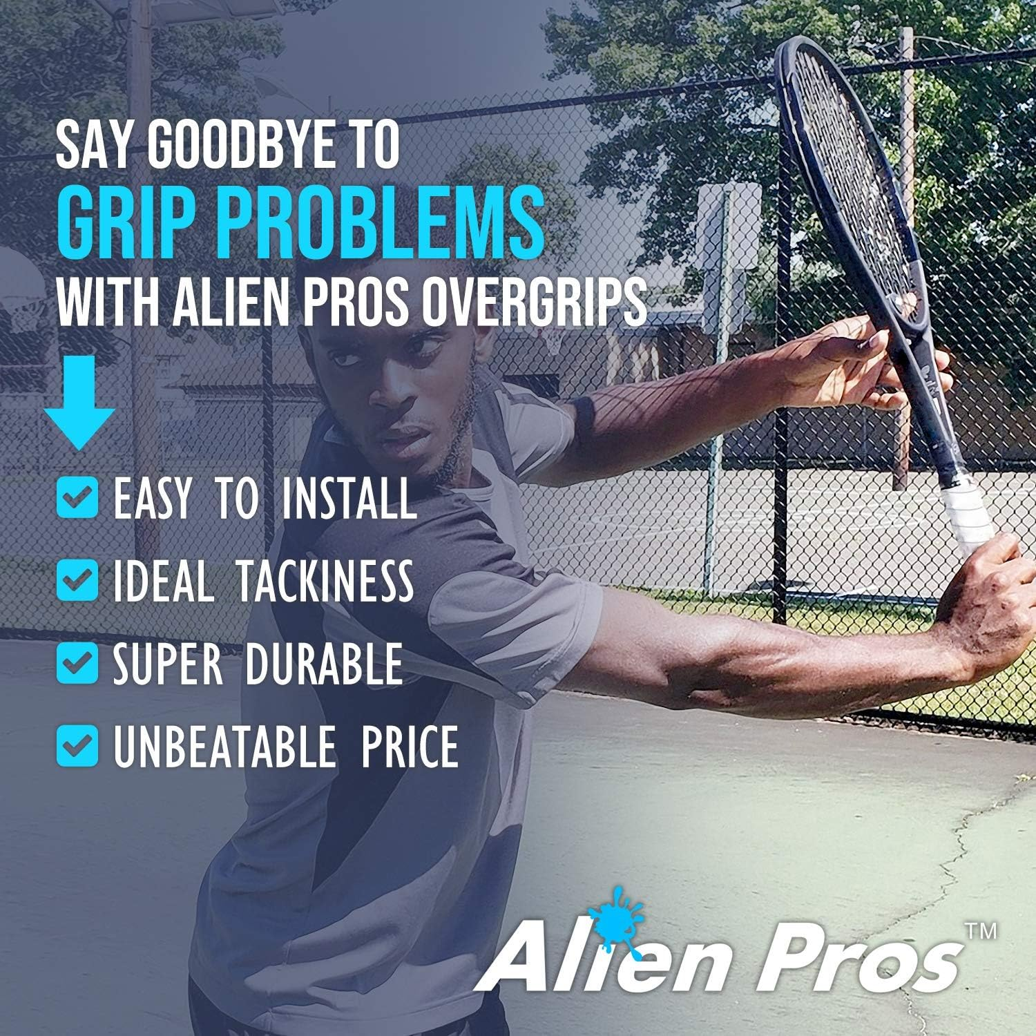 Alien Pros Tennis Racket Grip Tape (1/12 Grips) - Precut and Dry Feel Tennis Grip - Tennis Overgrip Grip Tape Tennis Racket - Wrap Your Racquet for High Performance (1/12 Grips) image number 2