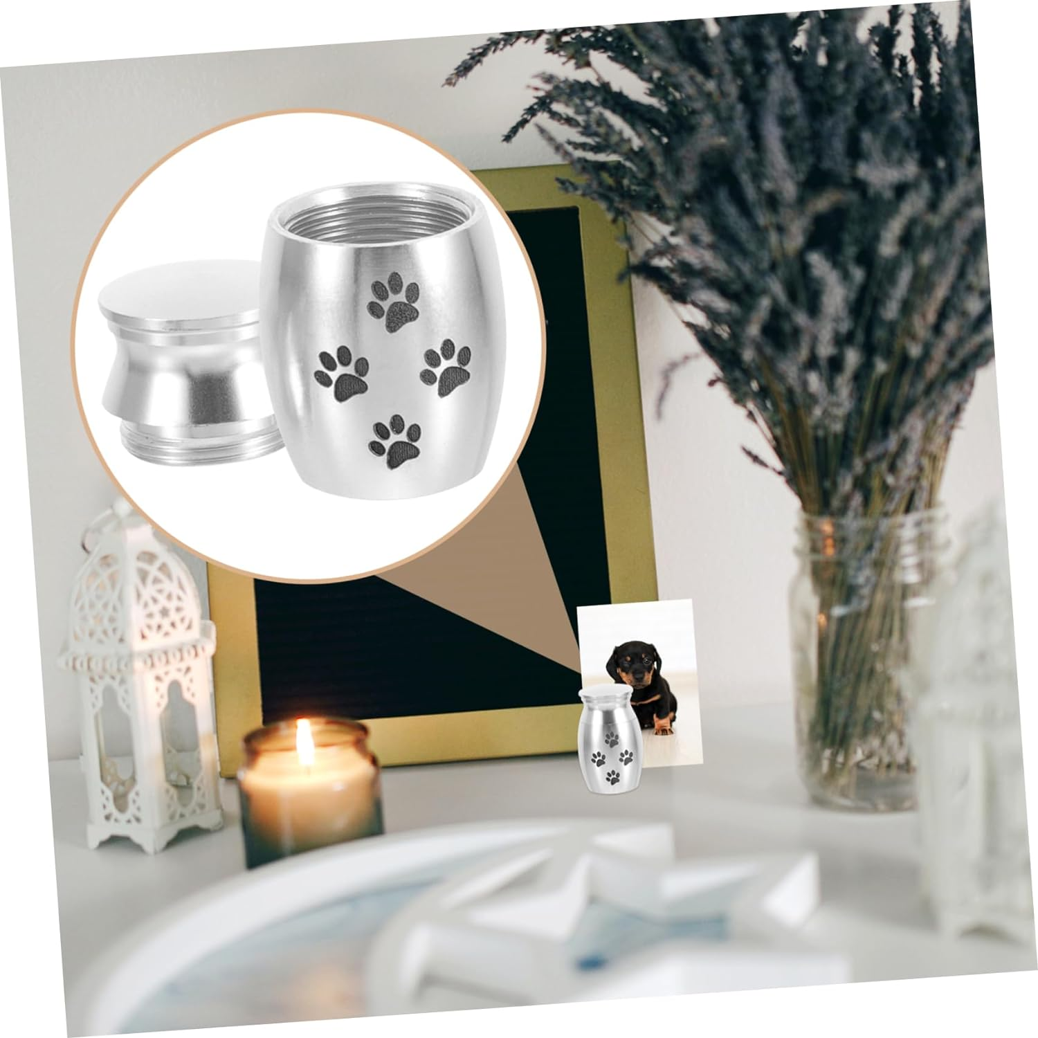 WOONEKY Alloy Pet Cremation Urn for Dogs and Cats Keepsake Urn with Memorial Ashes Jar for Pet Ashes to Pet Urns for Ashes image number 2