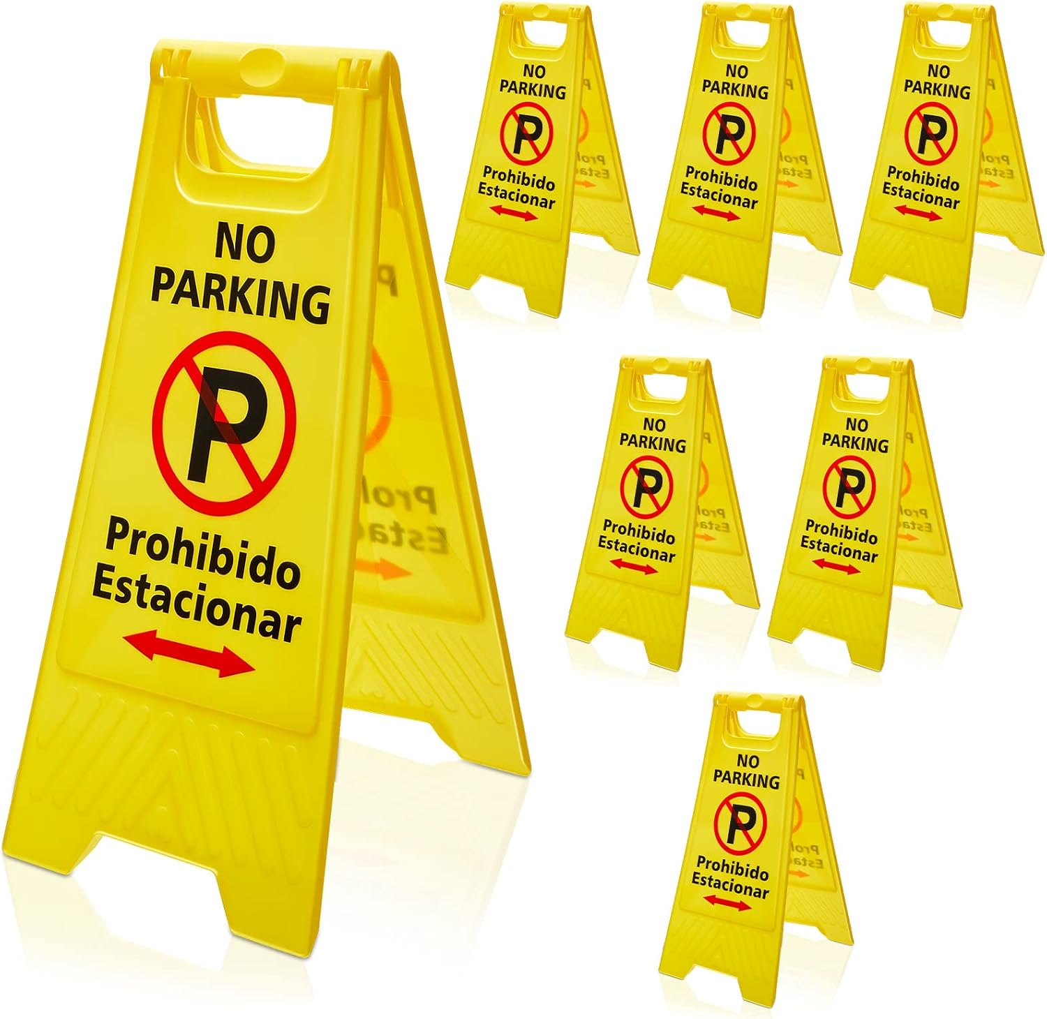 Pack of 6 Two Sided No Parking Signs Outdoor Folding Floor Sign for No Parking Plastic Self Standing No Parking Sign for Restaurants Business Lots image number 3