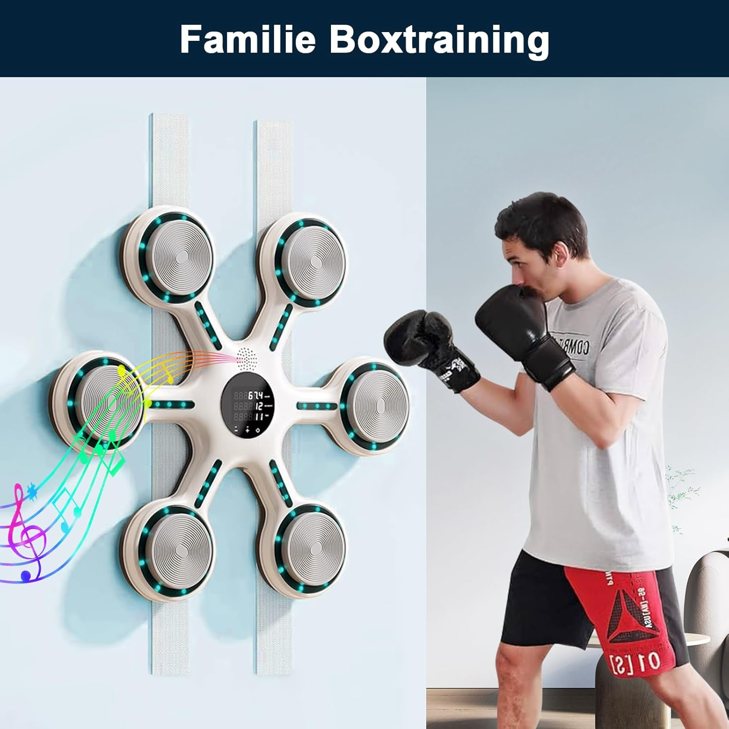 2025 Upgrade Music Boxing Machine, Smart Music Boxing Machine with Bluetooth, Home Wall-Mounted Training Gear, Boxing Training Punching Equipment with Gloves, Fitness and Reflex image number 5