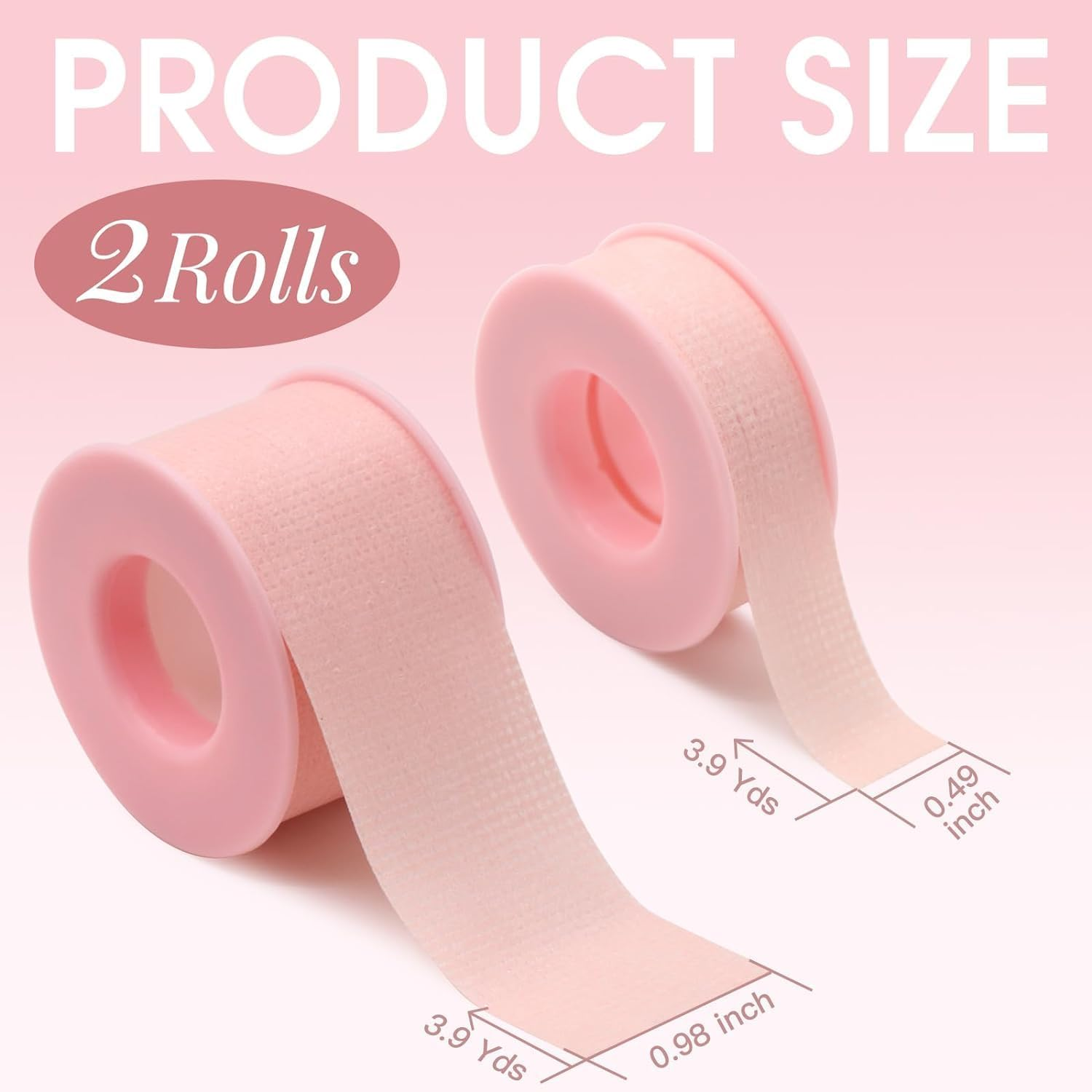 Lash Adhesive Tape Reusable Adhesive Waterproof Silicone Tape Eyelash Tape, 2Rolls Silicone Non-Woven Fabric Lash Adhesive Tape,Eyelash Extension Tape, under Eye Tape Lash Extension Tape,Pink image number 4