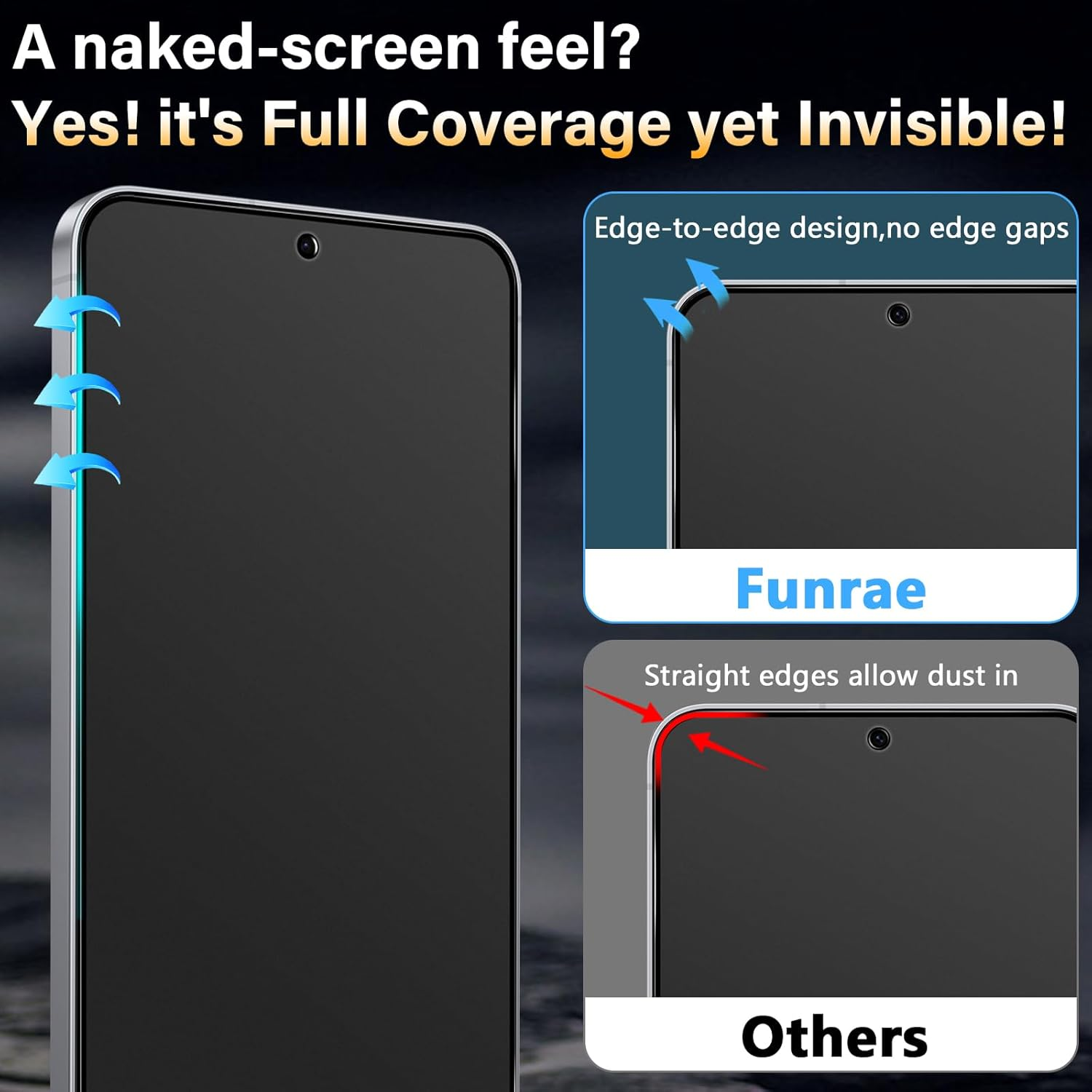 Funrae Full Screen Matte Screen Protector for Samsung Galaxy S25 FE 5G for Tempered Glass, Pack of 2 Anti-Fingerprint Matte Film, 9H Hardness Tempered Glass Protective Glass, Anti-Glare image number 1