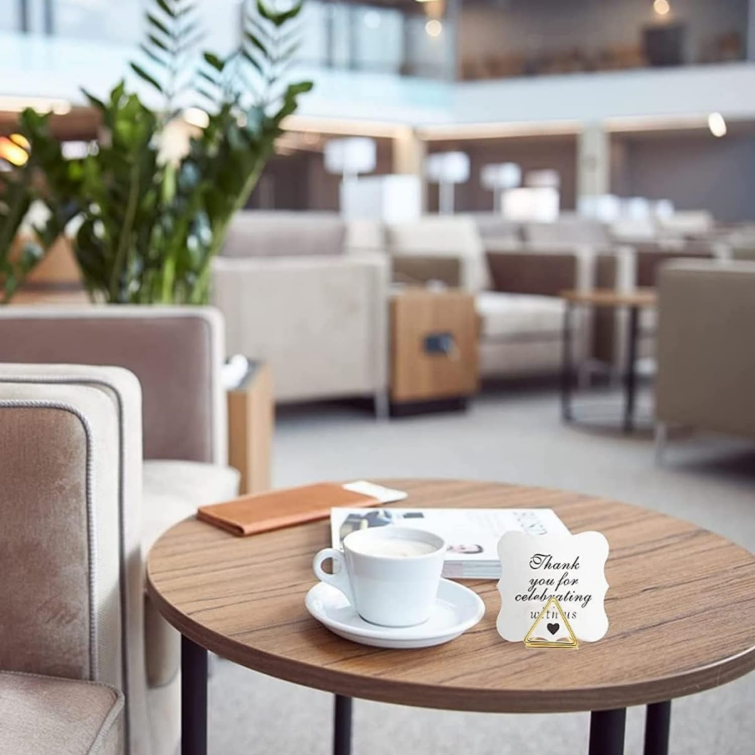 60 Pcs Place Card Holder, Triangle Shape Table Number Holder, Wedding Table Mini Name Card Holder, Seating Labels Placecard Clips Stand, Photo Picture Holder for Wedding Party Shower (Gold) image number 3