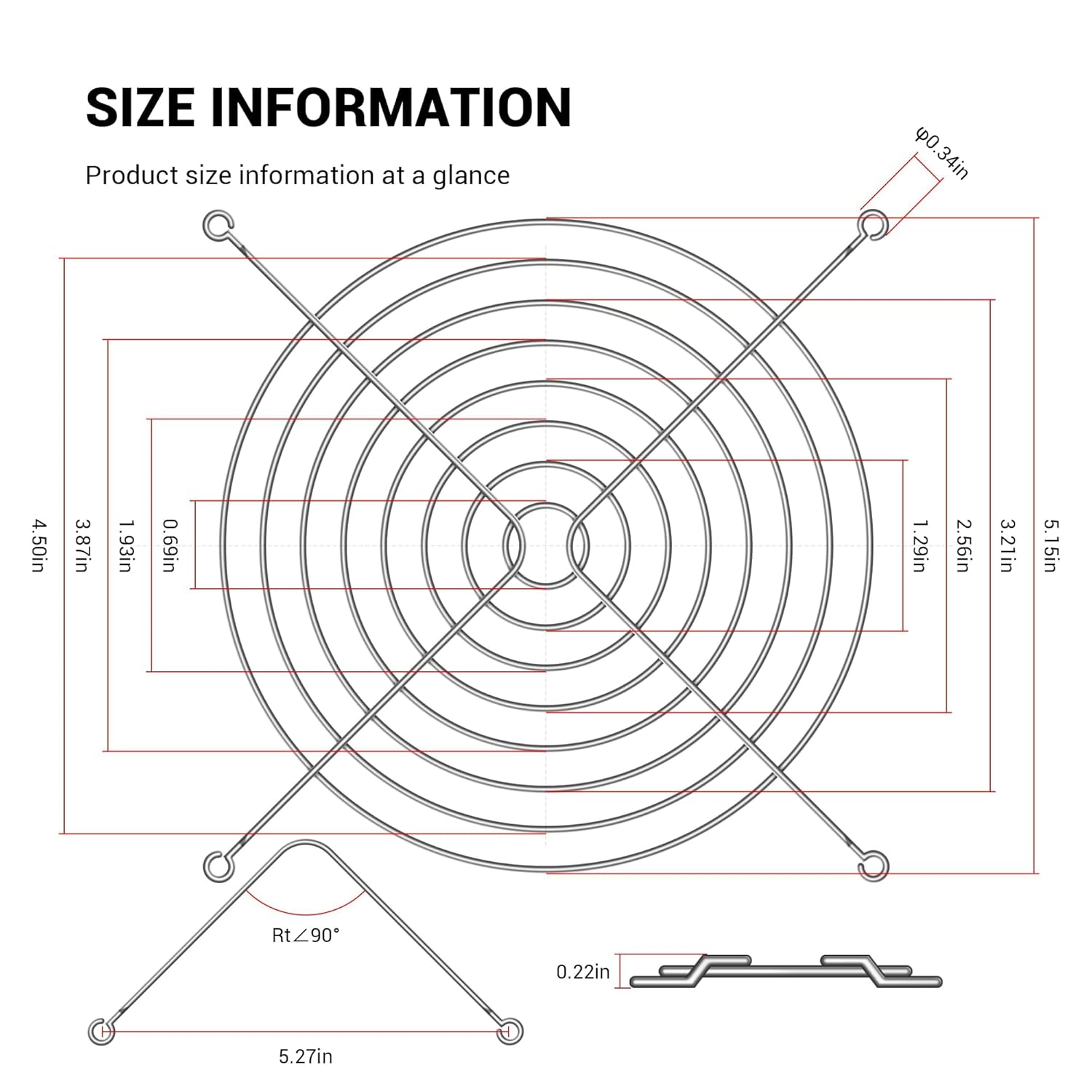 Fan Finger Grill 140Mm PC Fan Grill Guard, 2 Pack CPU Case Metal Grills Protector Guard with Screw for 140X140Mm F-An Protective Cover DIY, PC Computer Case Fans, Exhaust Fans image number 1