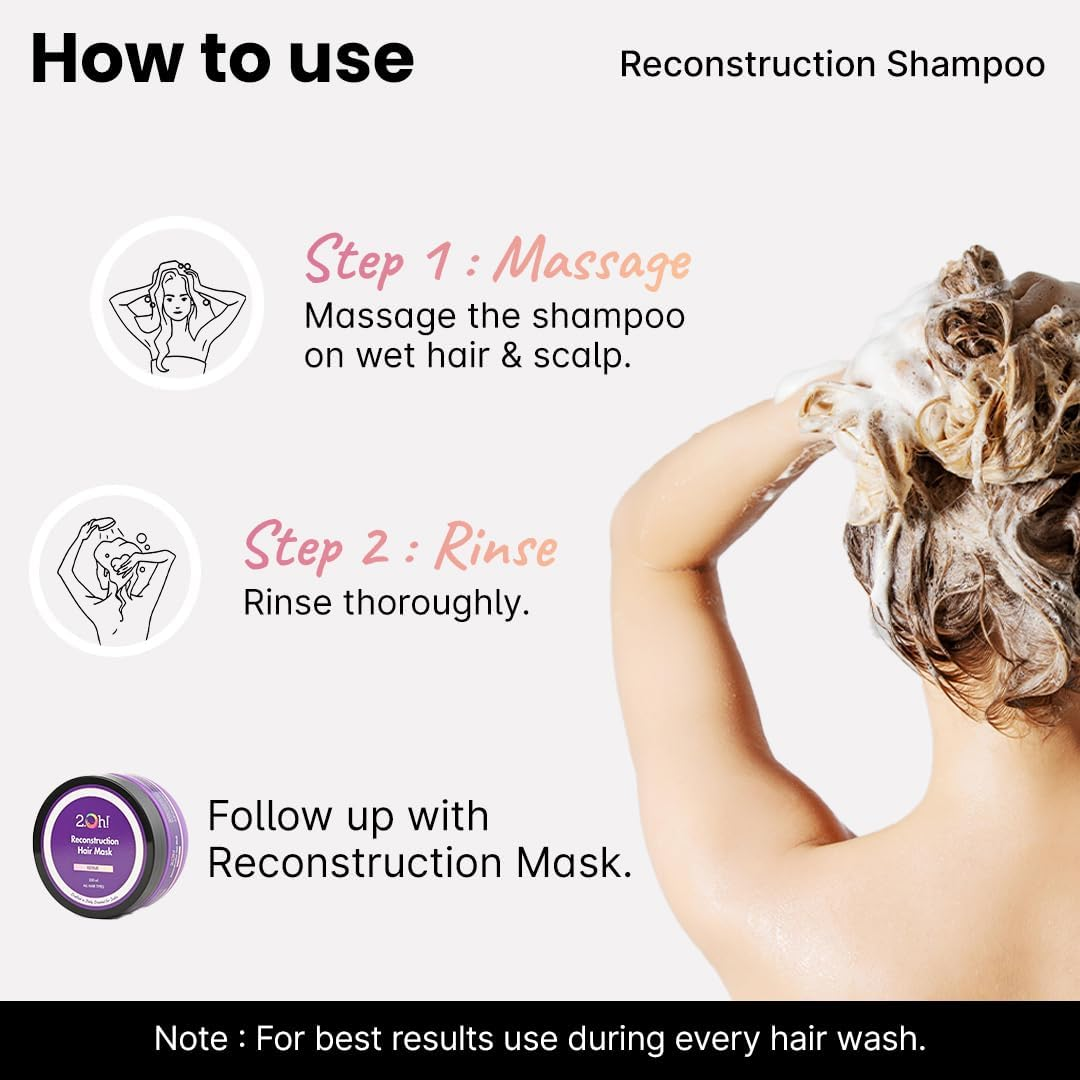 2.Oh! Italian Reconstruction Shampoo for Dry Hair | Tri-Surfactant Repair Shampoo for Frizzy Hair | Dry Hair Shampoo for Women | Daily Use Shampoo for Men | Shampoo for Oily Scalp | Argan Oil Glycerin image number 3